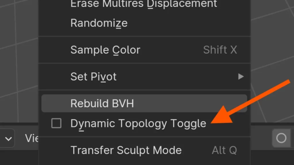 Blender Viewport Sculpt Mode Sculpt Menu Dynamic Toplogy Toggle